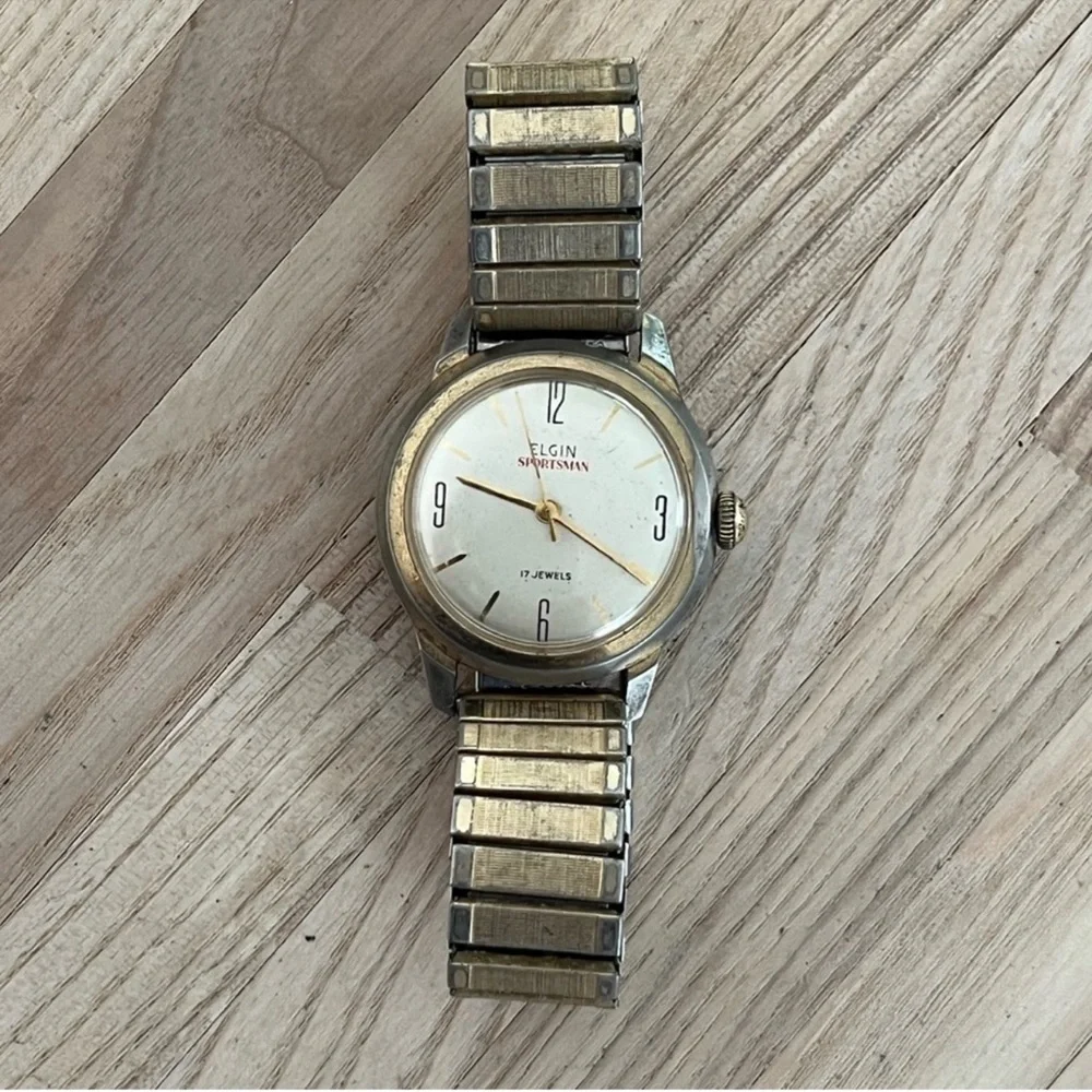 Elgin Sportsman Men's Watch Vintage 17 Jewels Mechanical Gold-Tone Case Dial
